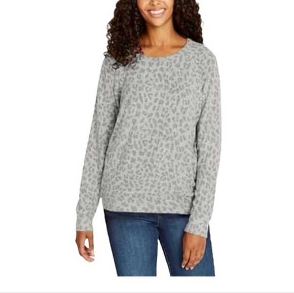 Buffalo David Bitton Leopard Print Plush Knit Sweatshirt Women's Size Large - Picture 5 of 8